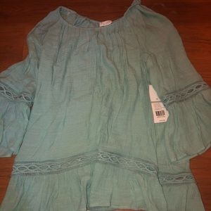 shear green long sleeve blouse